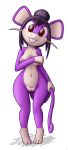  2019 anthro anthrofied areola breasts butt_from_the_front covering digital_media_(artwork) female hair hi_res looking_at_viewer mammal navel nintendo nipples nude pok&eacute;mon pok&eacute;mon_(species) pussy rattata red_eyes rodent simple_background smile solo standing teeth tg-0 video_games white_background 