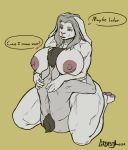  anthro big_breasts breasts dialogue duo english_text female greasymojo hi_res kneeling lagomorph larger_female leporid male male/female mammal nipples nude rabbit sex simple_background sitting size_difference smile text thick_thighs 