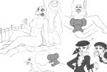  2019 anthro big_ears black_and_white blue_eyes blue_hair breasts brown_fur cheburashka cheburashka_(character) clothing crocodile crocodilian crocodylid crossgender fangs female fingernails flick-the-thief fur genderbender hair half-closed_eyes hat headgear headwear human krokodil_gena larger_female lipstick makeup male mammal monochrome murid murine nails non-mammal_breasts open_mouth rat reptile rodent russian scalie shapokliak sharp_teeth size_difference smaller_male smoking_pipe sweat teeth tongue tongue_out tree 