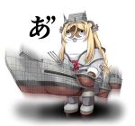  1other ascot blonde_hair bokukawauso cannon commentary_request cosplay flower fullb_ody headgear highres kantai_collection long_hair long_sleeves mascot military military_uniform nelson_(kantai_collection) nelson_(kantai_collection)_(cosplay) otter red_flower red_neckwear red_rose rigging rose solo standing tk8d32 translation_request turret uniform 