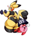  ! ... 2019 anthro big_butt breasts butt duo exercise female hi_res kirbot12 kirby kirby_(series) looking_back male mammal nintendo pikachu_libre pok&eacute;mon rodent simple_background super_smash_bros. video_games white_background 