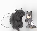  2019 ambiguous_gender animal_humanoid beady_eyes biped black_eyes black_fur blush bodice breasts clothed clothing crossed_legs duo eyebrows eyelashes female feral full-length_portrait fully_clothed fur grey_hair grey_tail hair hatching_(art) humanoid iceeye_ena japanese kemono_friends kneeling larger_ambiguous larger_feral legwear light_skin long_hair looking_a_viewer looking_at_viewer lying malayan_tapir malayan_tapir_(kemono_friends) mammal multicolored_fur on_front portrait quadruped shadow short_tail simple_background size_difference smaller_female smaller_humanoid smile tan_skin tapir tapir_humanoid thigh_highs trunk two_tone_fur white_background white_fur 