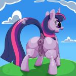  1:1 absurd_res anus arched_back big_butt butt cloud equid equine female friendship_is_magic hi_res horn horse mammal my_little_pony parumpi pony puffy_anus purple_eyes raised_tail sky smile sweat teats unicorn wet 