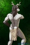  anthro antlers buck butt cervid clothing hi_res horn invalid_tag iudicium86 loincloth male mammal solo tribal 