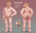  13:12 2019 5_fingers 5_toes anthro anus areola backsack balls beard biceps blonde_hair brown_eyes butt collin_peck color_swatch crotch_tuft digital_media_(artwork) domestic_pig english_text facial_hair feet foreskin freckles front_view full-length_portrait hair hand_on_waist hi_res humanoid_feet humanoid_penis looking_at_viewer looking_away male mammal model_sheet multiple_poses musclegut navel nipples nude pecs penis perineum pig_nose pigtails portrait pose presenting presenting_anus presenting_hindquarters rear_view rov signature simple_background slightly_chubby smile solo spread_butt spreading standing suid suina sus_(pig) text toes uncut 