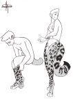  anthro breasts clothed clothing costume_transformation felid hi_res hindpaw human legwear male mammal nipples pantherine paws penis pesimist pussy snow_leopard solo stockings topless transformation 