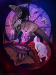  2019 absurd_res canid canine canis chiropteran deviant-soulmates digital_media_(artwork) dragon fur furred_dragon green_eyes hi_res mammal wolf 