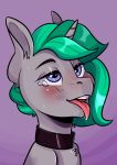  2016 ahegao blush collar corelle-vairel crying fan_character feral green_hair hair half-closed_eyes hi_res horn looking_pleasured male my_little_pony purple_eyes saliva tears tongue tongue_out 