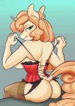  2016 anthro breasts butt clothing corelle-vairel corset cutie_mark equid fan_character female hi_res horn lingerie looking_at_viewer looking_back mammal my_little_pony solo under_boob unicorn 