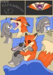  absurd_res bite breasts canid canine comic disney ear_bite featureless_breasts female fox gaping_mouth hi_res hug judy_hopps lagomorph leporid male male/female mammal nick_wilde nude pillow rabbit saliva saliva_string shadowponi sharp_teeth sleeping teeth zootopia 