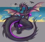  2019 amethystdust anthro breasts butt disney dragon female horn maleficent membranous_wings nude scalie smile solo tongue tongue_out wings 