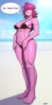  2019 abs anthro bikini breasts clothed clothing deltarune female hair hair_over_eyes hi_res muscular muscular_female pgm300 reptile scalie smile solo standing susie_(deltarune) swimwear teeth video_games 
