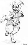  absurd_res big_breasts bike_shorts bottomwear breasts clothing embarrassed female hi_res impossible_clothes invalid_tag kobold monochrome nonojack scalie short short_stack shorts sketch sportswear stomach sweat thick_thighs tight_clothing traditional_media_(artwork) wide_hips 