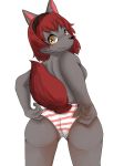  absurd_res anthro breasts canid canine canis clothing digital_media_(artwork) female fur grey_fur hi_res mammal oumseven panties solo underwear wolf 