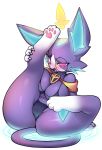  2019 4_toes anthro big_breasts big_butt bikini blush breasts butt claws clothing domestic_cat eyewear fangs felid feline felis female fur glasses hair hi_res jewelry league_of_legends looking_at_viewer mammal open_mouth pawpads pink_pawpads presenting purple_eyes purple_fur rabbitbrush raised_leg riot_games saliva saliva_string simple_background solo swimwear thick_thighs toes tongue tongue_out video_games white_background yuumi_(lol) 