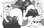  ... 2019 angry annoyed anthro anus ass_spread big_butt blush braianna_(darkwolf) braixen breasts butt butt_grab canid canine darkwolfhybrid dialogue digital_media_(artwork) disembodied_hand english_text fangs female hand_on_butt hi_res looking_back mammal monochrome nintendo nipples overweight pok&eacute;mon pok&eacute;mon_(species) pussy pussy_juice raised_tail side_boob text unamused video_games 