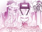 +_+ 2girls ^_^ anger_vein bandana bare_shoulders biting closed_eyes closed_mouth crane_game crown domino_mask furrowed_eyebrows hands_up hime_(splatoon) iida_(splatoon) jewelry lip_biting mask medallion medium_hair mole mole_under_mouth motion_lines multiple_girls notori_d octarian ring smile sparkle splatoon_(series) splatoon_2 splatoon_2:_octo_expansion squid stuffed_toy suction_cups symbol-shaped_pupils tentacle_hair thought_bubble 