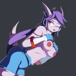  1:1 anthro breasts clothed clothing dragon female freakyed freedom_planet freedom_planet_2 gloves hair navel nipples one_eye_closed purple_hair sash_lilac solo tongue tongue_out topless video_games wink 