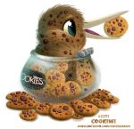  ambiguous_form ambiguous_gender avian bird black_eyes brown_feathers chocolate_chip cookie cryptid-creations english_text feathers food humor jar kiwi_(bird) open_mouth pun ratite simple_background solo text visual_pun white_background 