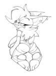  anthro big_breasts bigdad breasts butt chiropteran clothed clothing feet female greyscale looking_back makeup mammal monochrome nipple_outline rouge_the_bat smile solo sonic_(series) 