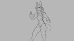  16:9 2019 3_fingers anthro breasts camel_toe camelid female grey_background hair llama looking_at_viewer mammal monochrome simple_background sketch solo watsup 