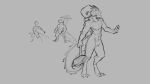  16:9 2019 anthro changeling_tale digitigrade dragon featureless_crotch grey_background group hammer horn lo&#039;crav_(changeling_tale) male monochrome nude simple_background sketch smile standing tools watsup 
