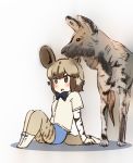  2019 3_toes african_wild_dog african_wild_dog_(kemono_friends) african_wild_dog_humanoid ambiguous_gender animal_humanoid animal_print arm_warmers armwear beady_eyes big_ears biped black_fur blue_bottomwear blue_clothing blue_shorts blush boots bottomwear bow_tie breasts brown_ears brown_eyes brown_fur brown_tail canid canid_humanoid canine canine_humanoid clothed clothing cross-hatching dipstick_tail duo eyebrows female feral footwear frown full-length_portrait fully_clothed fur grey_fur hair hatching_(art) humanoid iceeye_ena japanese kemono_friends larger_ambiguous larger_feral leaning leaning_back legwear light_skin mammal multicolored_fur multicolored_tail open_frown open_mouth portrait quadruped shadow shirt shorts simple_background sitting size_difference smaller_female smaller_humanoid snout standing tan_skin thigh_highs toes topwear two_tone_fur two_tone_tail white_background white_clothing white_shirt white_tail white_topwear 