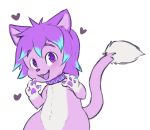  &lt;3 2019 4_fingers ambiguous_gender anthro blue_hair clydeli collar collar_only cub domestic_cat eyebrow_through_hair eyebrows felid feline felis fur fur_markings gloves_(marking) hair half-length_portrait happy kaitty looking_at_viewer mammal markings mostly_nude multicolored_fur multicolored_hair nude open_mouth open_smile pawpads pink_fur pink_pawpads portrait purple_eyes purple_hair purple_nose simple_background smile solo tail_tuft tongue translucent translucent_hair tuft two_tone_fur two_tone_hair white_background white_fur young 
