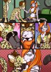  anthro ash_(ashkelling) body_worship brown_fur clothing comic digital_media_(artwork) domination duo felid feline female fur hi_res keilani leopard male mammal mind_control navel_worship pantherine scarlet-frost smile spots submissive_male tiger underwear white_fur 