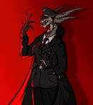  absurd_res anthro claws clothing digital_media_(artwork) female german hair hi_res invalid_color long_hair military nazi open_mouth ponytail saltyserpent sharp_teeth simple_background soldier ss_uniform suit teeth uniform zird 