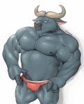  abs anthro belly biceps big_biceps big_muscles big_pecs black_nipples black_nose bovid bovine bulge cape_buffalo chief_bogo chococlass clothed clothing disney erection fur grey_fur horn horny_(disambiguation) looking_at_viewer male mammal muscular muscular_male nipples pecs pose simple_background smile solo standing topless triceps underwear zootopia 
