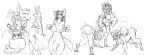  2017 all_fours annoyed anthro balls big_breasts breasts butt clothing computer dialogue dickgirl eyes_closed female flaccid group hair hi_res horn intersex looking_at_viewer monochrome navel nipples open_mouth penis shocked simple_background smile tail_growth torn_clothing transformation watderg watsup white_background wide_hips wonderbunny 