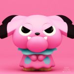  1:1 3d_(artwork) ambiguous_gender angry black_eyes black_nose digital_media_(artwork) fangs front_view half-closed_eyes henry_vargas hi_res nintendo pink_background pink_theme pok&eacute;mon pok&eacute;mon_(species) simple_background snubbull standing video_games 