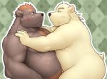  barghest_(tas) belly blush body_hair brown_fur butt chest_hair fur green_eyes happy_trail hug leib_(tas) male male/male mammal musclegut nazimi00 nude polar_bear red_eyes scar slightly_chubby tokyo_afterschool_summoners ursid ursine video_games white_fur 