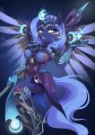  2019 5_fingers anthro blue_eyes blue_hair breasts clothed clothing cutie_mark d_vixie dennyvixen digital_media_(artwork) equid female friendship_is_magic hair hi_res horn mammal my_little_pony princess_luna_(mlp) solo winged_unicorn wings 