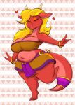  &lt;3 2018 anthro bare_shoulders big_breasts blonde_hair bottomwear breasts cleavage clothed clothing dancing dragon eyes_closed female hair hi_res joelasko magma_(sparkpad) skirt slightly_chubby solo tail_ring tube_top voluptuous wide_hips 