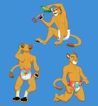  anthro clothed clothing colt3n cougar diaper diaper_pull felid feline furgonomics hi_res jack_(colt3n) kneeling male mammal playing pull-ups(diaper) simple_background sitting solo spacecraft topless toy ufo vehicle 