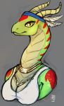 2019 anthro breasts deviant-soulmates female hi_res horn non-mammal_breasts reptile scalie smile snake solo yellow_eyes 