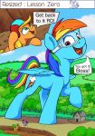 2019 absurd_res applejack_(mlp) comic dialogue earth_pony equid equine eyewear friendship_is_magic goggles hi_res horn horse macro mammal my_little_pony open_mouth pony rainbow_dash_(mlp) size_difference tsitra360 twilight_sparkle_(mlp) unicorn 