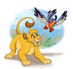  2019 avian beak by-nc-nd creative_commons digital_media_(artwork) disney felid hi_res lion male mammal orlandofox pantherine simba the_lion_king young zazu 