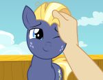  2019 badumsquish blue_eyes cutie_mark equid equine freckles friendship_is_magic hi_res horse male mammal my_little_pony one_eye_closed petting pony star_tracker_(mlp) 