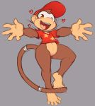  0r0ch1 ambiguous_gender bottomless braces brown_fur clothed clothing diddy_kong donkey_kong_(series) featureless_crotch fur hat headgear headwear mammal monkey nintendo primate video_games 