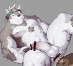  abs anal anal_penetration anthro balls biceps brown_fur canid canine canis censor_bar censored chest_tuft cum duo fur headband hi_res horkeukamui ineffective_censorship kimun_kamui lveink male male/male mammal multicolored_fur muscular muscular_male navel nipples penetration penis tan_fur tokyo_afterschool_summoners tuft two_tone_fur ursid video_games white_fur wolf 