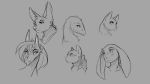  16:9 2018 4k absurd_res ambiguous_gender anthro blush canid canine dragon felid feline female grey_background hair hi_res horn lagomorph leporid looking_at_viewer mammal monochrome rabbit simple_background smile watsup 