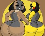  animate_inanimate anthro big_breasts big_butt black_nose breasts butt butt_grab canid canine canis domestic_dog duo empty_eyes eyelashes female floppy_ears half-closed_eyes hand_on_butt huge_butt looking_at_viewer looking_back mammal masterj291 neck_tuft nintendo nintendo_switch nude rear_view red_cheeks seductive short_stack smile standing switch_dog teeth thick_thighs tuft video_games 