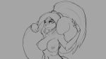  16:9 4k absurd_res big_breasts breasts female fur grey_background hair hi_res long_hair long_tail mammal monochrome nipples nude rodent sciurid simple_background smile solo standing watsup 
