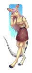  2019 4_toes 5_fingers anthro breasts clothed clothing digital_media_(artwork) female hair hi_res looking_at_viewer macropod mammal marsupial pale_eyes pink_hair rayley solo standing toes 