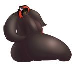  areola big_breasts big_butt black_fur black_hair black_sclera breasts butt canid canine female fur hair hi_res huge_butt lightningfire12 mammal nipples red_hair solo thick_thighs 