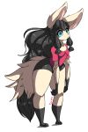  anthro clothed clothing diives felid female fur hair hi_res hybrid mammal simple_background solo standing white_background wide_hips 