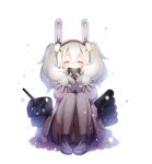  1girl ^_^ animal_ears azur_lane bangs boots bunny_ears closed_eyes commentary cup hairband headgear holding holding_cup knees_up laffey_(azur_lane) long_hair long_sleeves nitchi panties pantyshot pantyshot_(sitting) pink_coat red_hairband sitting sleeves_past_wrists snow solo steam striped striped_panties thighhighs torpedo_tubes twintails underwear white_footwear white_hair white_legwear 